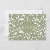  stijl Floral Sage en crème RSVP Card (Achterkant)