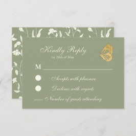  stijl Floral Sage en crème RSVP Card