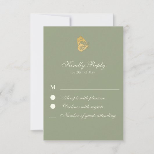 stijl Floral Sage en crème RSVP Card (Voorkant)