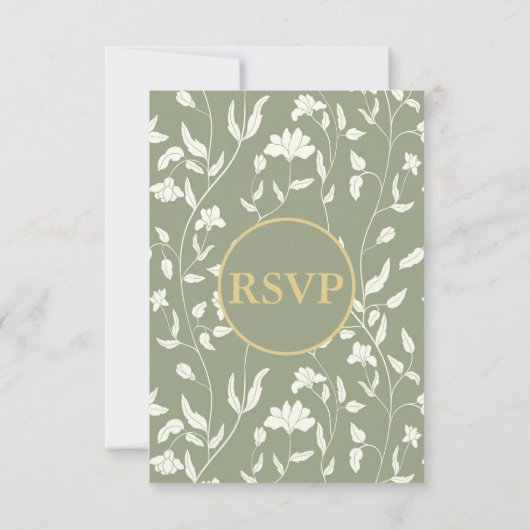  stijl Floral Sage en crème RSVP Card (Achterkant)