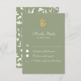  stijl Floral Sage en crème RSVP Card