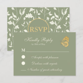  stijl Floral Sage en crème RSVP Card Kaartje