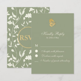  stijl Floral Sage en crème RSVP Card Kaartje