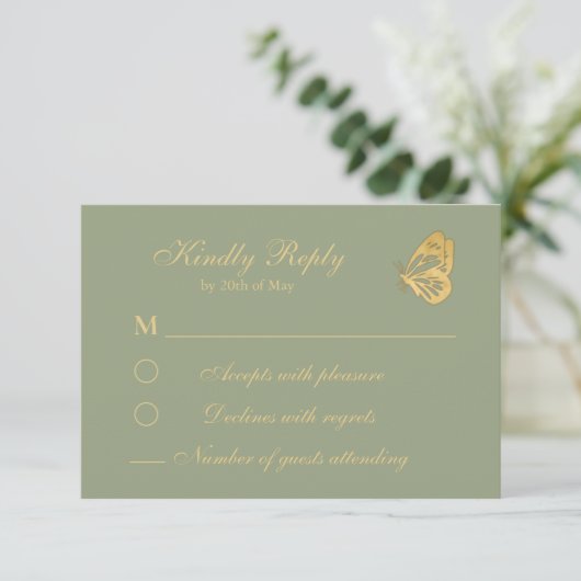  stijl Floral Sage Green RSVP Card (Staand voorkant)