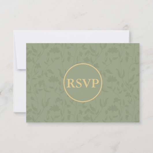 stijl Floral Sage Green RSVP Card (Achterkant)