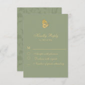 stijl Floral Sage Green RSVP Card (Voorkant / Achterkant)