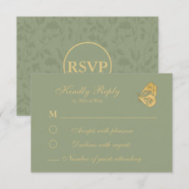  stijl Floral Sage Green RSVP Card Kaartje
