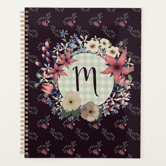  stijl Floral Wreatmonogram Planner (Voorkant)
