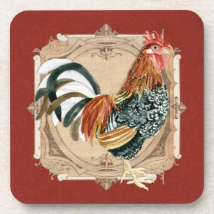 stijl Frans land Rustic Barn Rooster Drankjes Onderzetter