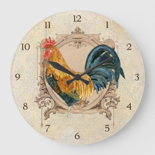  stijl Frans land Rustic Barn Rooster Grote Klok (Voorkant)