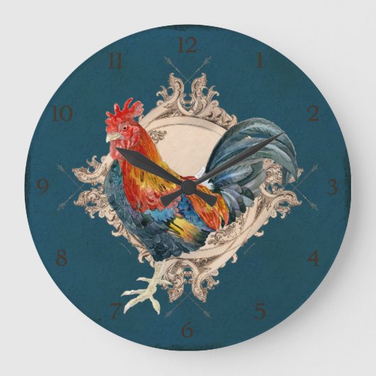  stijl Frans land Rustic Barn Rooster Grote Klok (Voorkant)