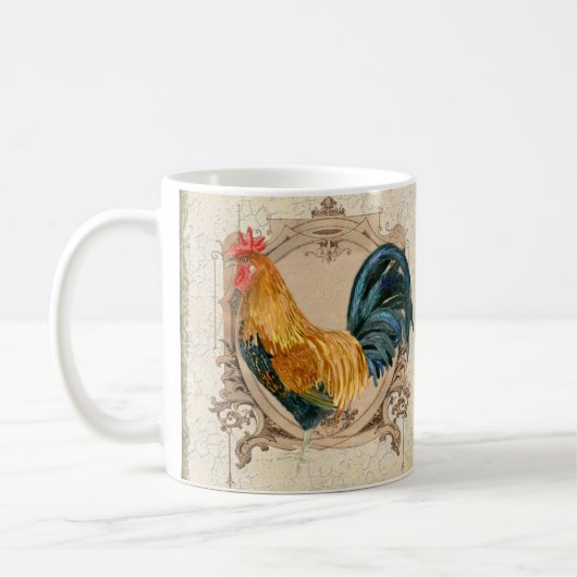  stijl Frans land Rustic Barn Rooster Koffiemok (Links)