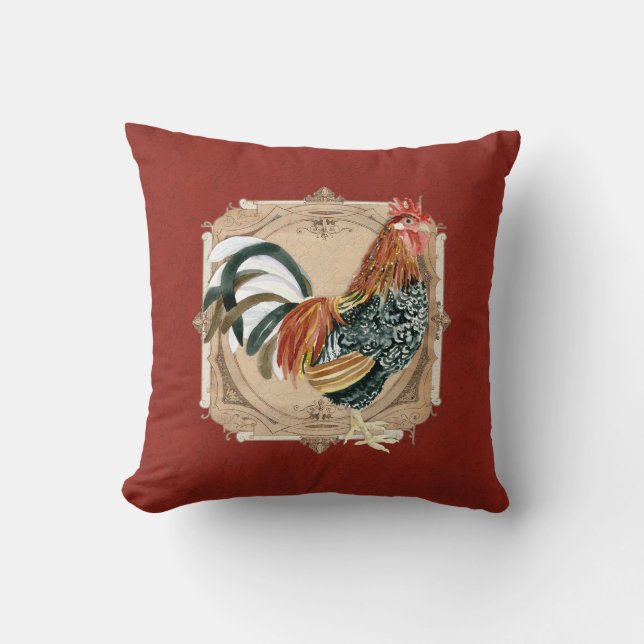  stijl Frans land Rustic Barn Rooster Kussen (Voorkant)