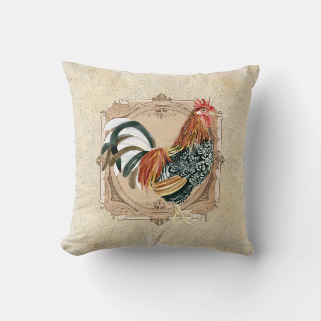  stijl Frans land Rustic Barn Rooster Kussen (Voorkant)