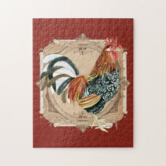  stijl Frans land Rustic Barn Rooster Legpuzzel (Verticaal)