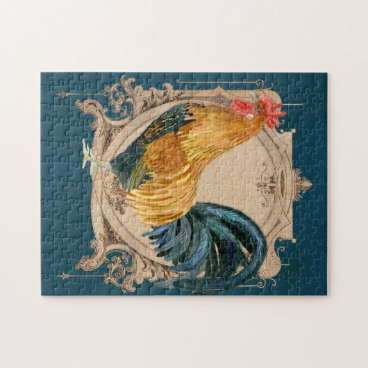  stijl Frans land Rustic Barn Rooster Legpuzzel (Horizontaal)
