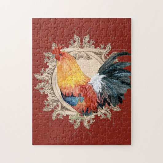 stijl Frans land Rustic Barn Rooster Legpuzzel (Verticaal)