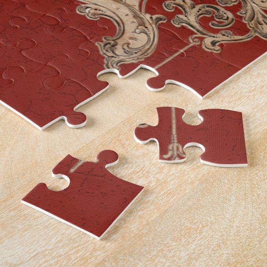 stijl Frans land Rustic Barn Rooster Legpuzzel (Zijkant)