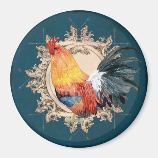  stijl Frans land Rustic Barn Rooster Magneet (Voorkant)