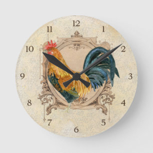  stijl Frans land Rustic Barn Rooster Ronde Klok