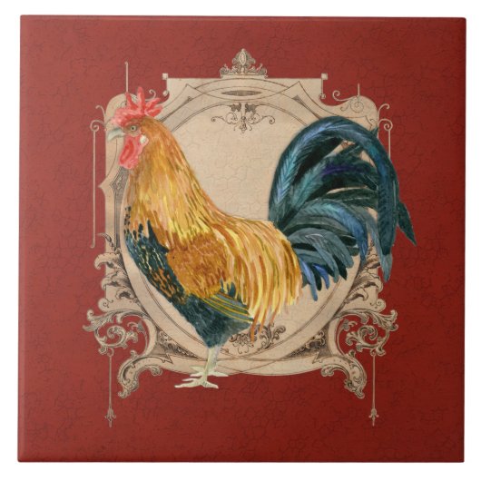  stijl Frans land Rustic Barn Rooster Tegeltje (Voorkant)