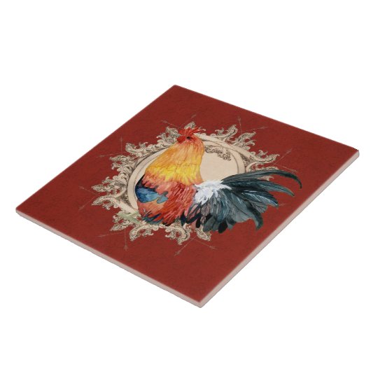 stijl Frans land Rustic Barn Rooster Tegeltje (Zijkant)