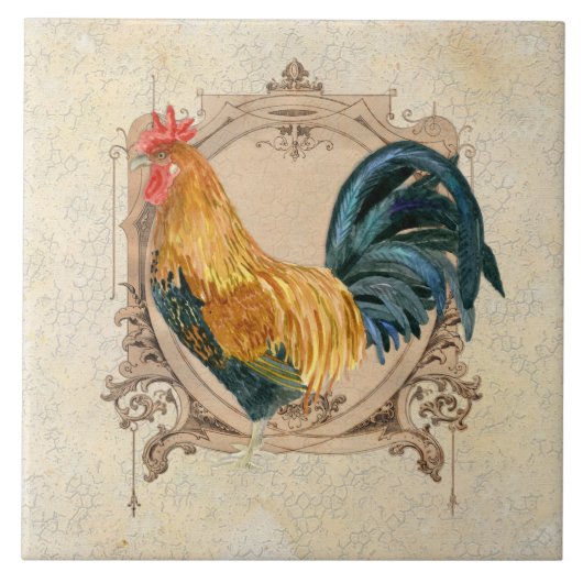 stijl Frans land Rustic Barn Rooster Tegeltje (Voorkant)
