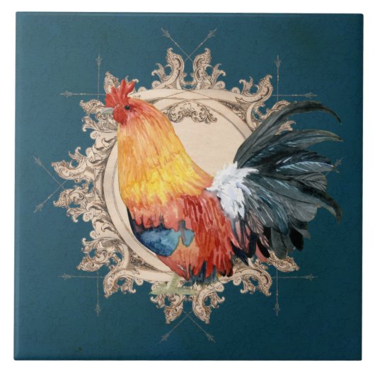 stijl Frans land Rustic Barn Rooster Tegeltje (Voorkant)