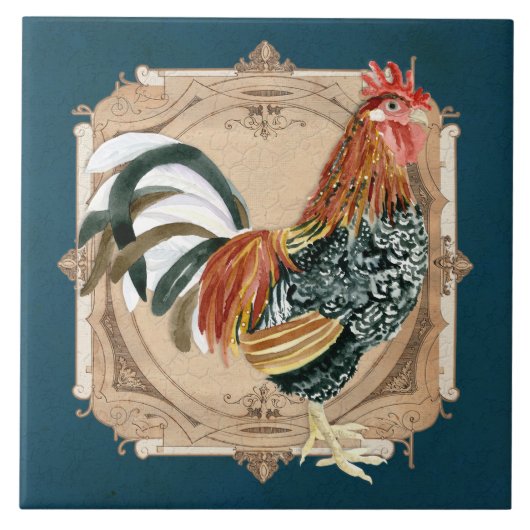 stijl Frans land Rustic Barn Rooster Tegeltje (Voorkant)