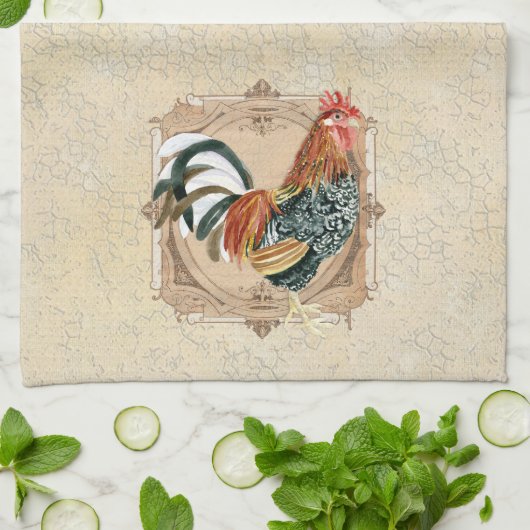 stijl Frans land Rustic Barn Rooster Theedoek (Gevouwen)