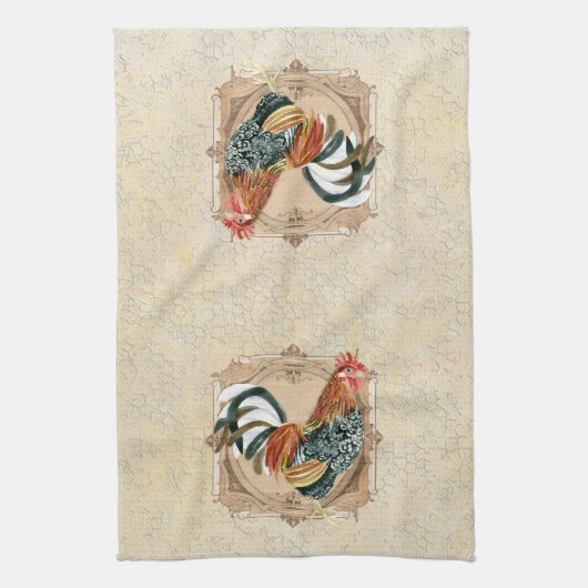 stijl Frans land Rustic Barn Rooster Theedoek (Verticaal)