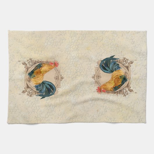 stijl Frans land Rustic Barn Rooster Theedoek (Horizontaal)