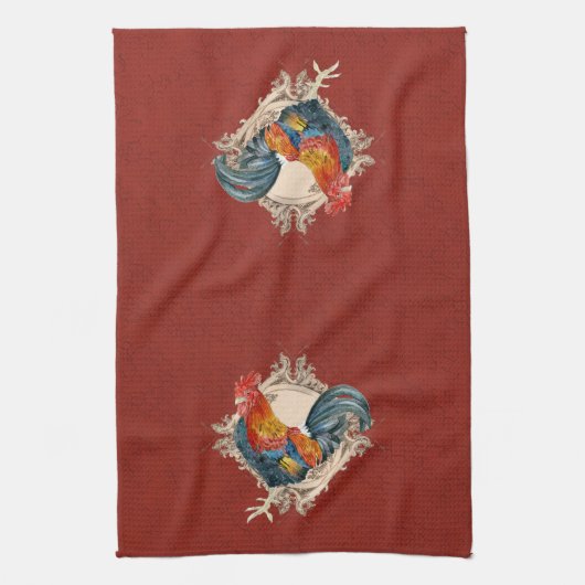 stijl Frans land Rustic Barn Rooster Theedoek (Verticaal)