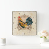  stijl Frans land Rustic Barn Rooster Vierkante Klok (Huis)