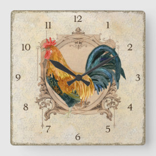  stijl Frans land Rustic Barn Rooster Vierkante Klok