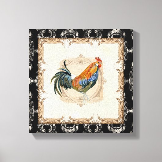  Stijl Frans Toile Black in White Rooster Canvas Afdruk (Voorkant)