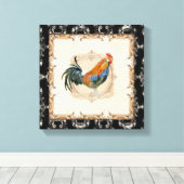  Stijl Frans Toile Black in White Rooster Canvas Afdruk (Insitu (Houten vloer))