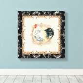  Stijl Frans Toile Black in White Rooster Canvas Afdruk (Insitu (Houten vloer))
