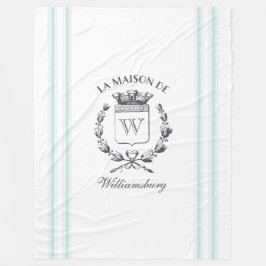 stijl Franse Aqua Blue Ticking Tape Crest Fleece Deken