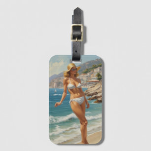  stijl Franse Riviera Travel Beach Girl Bagagelabel