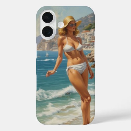  stijl Franse Riviera Travel Beach Girl Case-Mate iPhone Case (Achterkant)