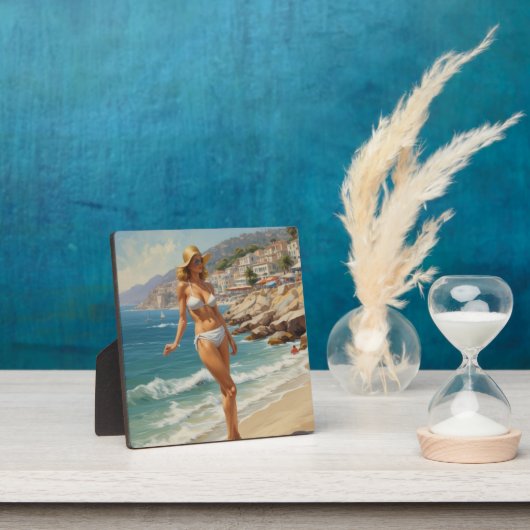  stijl Franse Riviera Travel Beach Girl Fotoplaat (Insitu)