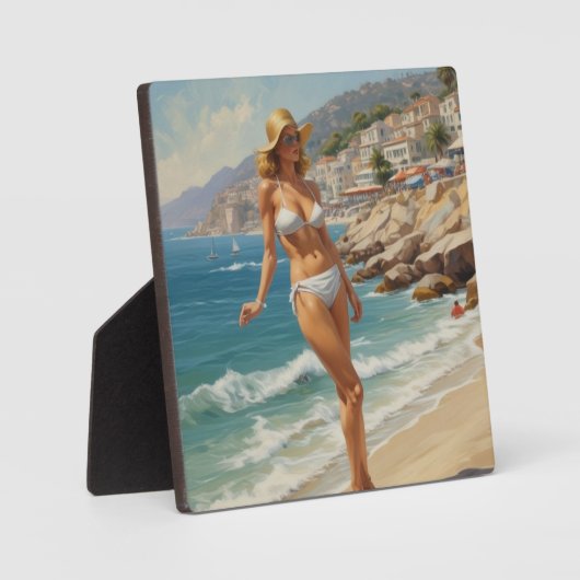  stijl Franse Riviera Travel Beach Girl Fotoplaat (Voorkant)