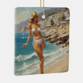  stijl Franse Riviera Travel Beach Girl Keramisch Ornament (Rechts)
