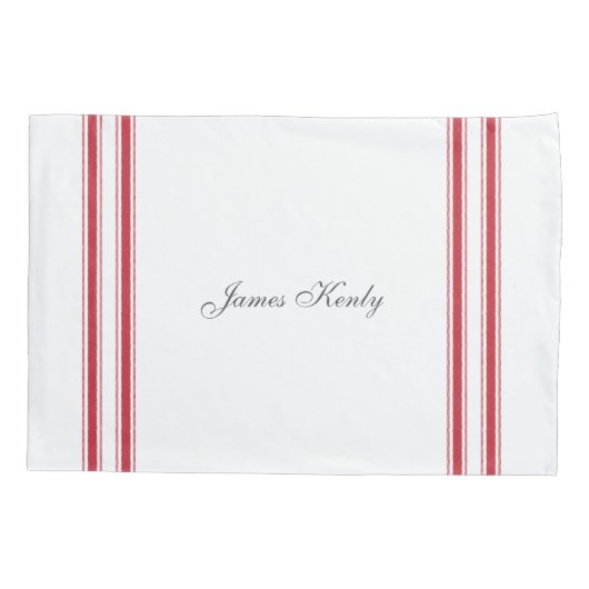 Stijl Franse Rode Ticking Band Douanenaam Kussensloop (Achterkant-Links)