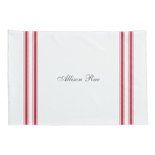  Stijl Franse Rode Ticking Band Douanenaam Kussensloop (Achterkant-Rechts)