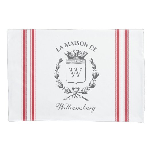  Stijl Franse Rode Ticking Band Douanenaam Kussensloop (Voorkant-Links)