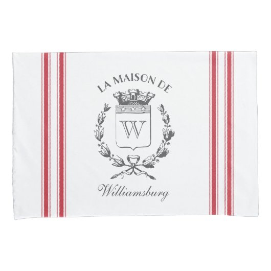  Stijl Franse Rode Ticking Band Douanenaam Kussensloop (Voorkant-Rechts)