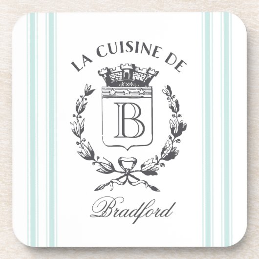 stijl Franse Verkopersaangepaste naam en monogram Drankjes Onderzetter (Voorkant)