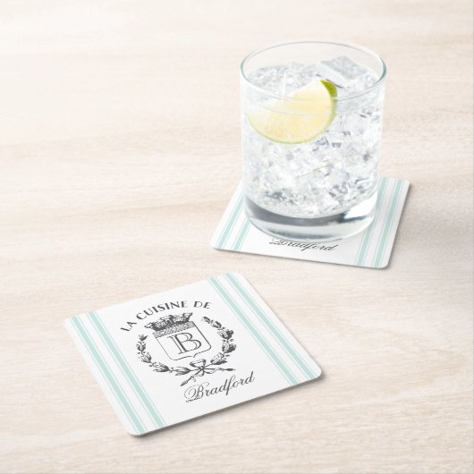 stijl Franse Verkopersaangepaste naam en monogram Kartonnen Onderzetters (Insitu)